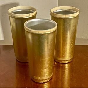 Set Of 3 Vintage Rubel Mid Century Aluminum Gold Tumblers